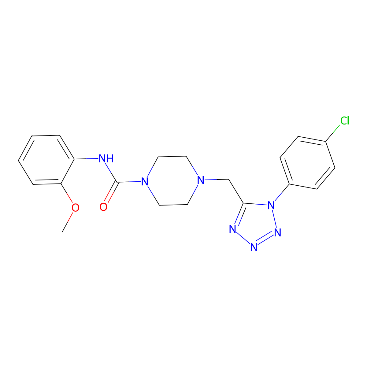 4-((1-(4-chlorophenyl)-1H-tetrazol-5-yl)methyl)-N-(2-methoxyphenyl)piperazine-1-carboxamide molecular structure, CAS 1049435-80-4