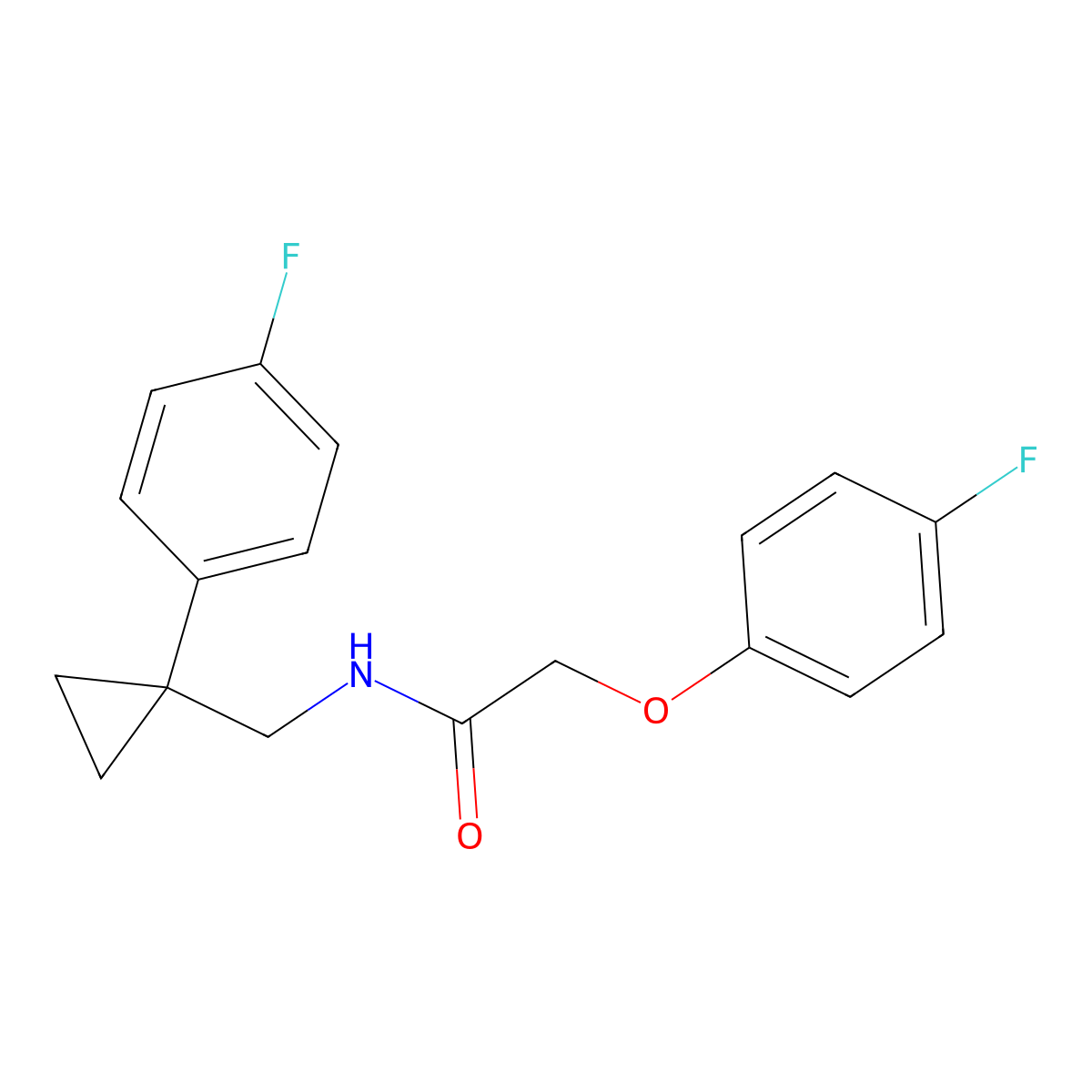 2-(4-fluorophenoxy)-N-((1-(4-fluorophenyl)cyclopropyl)methyl)acetamide molecular structure, CAS 1049435-91-7