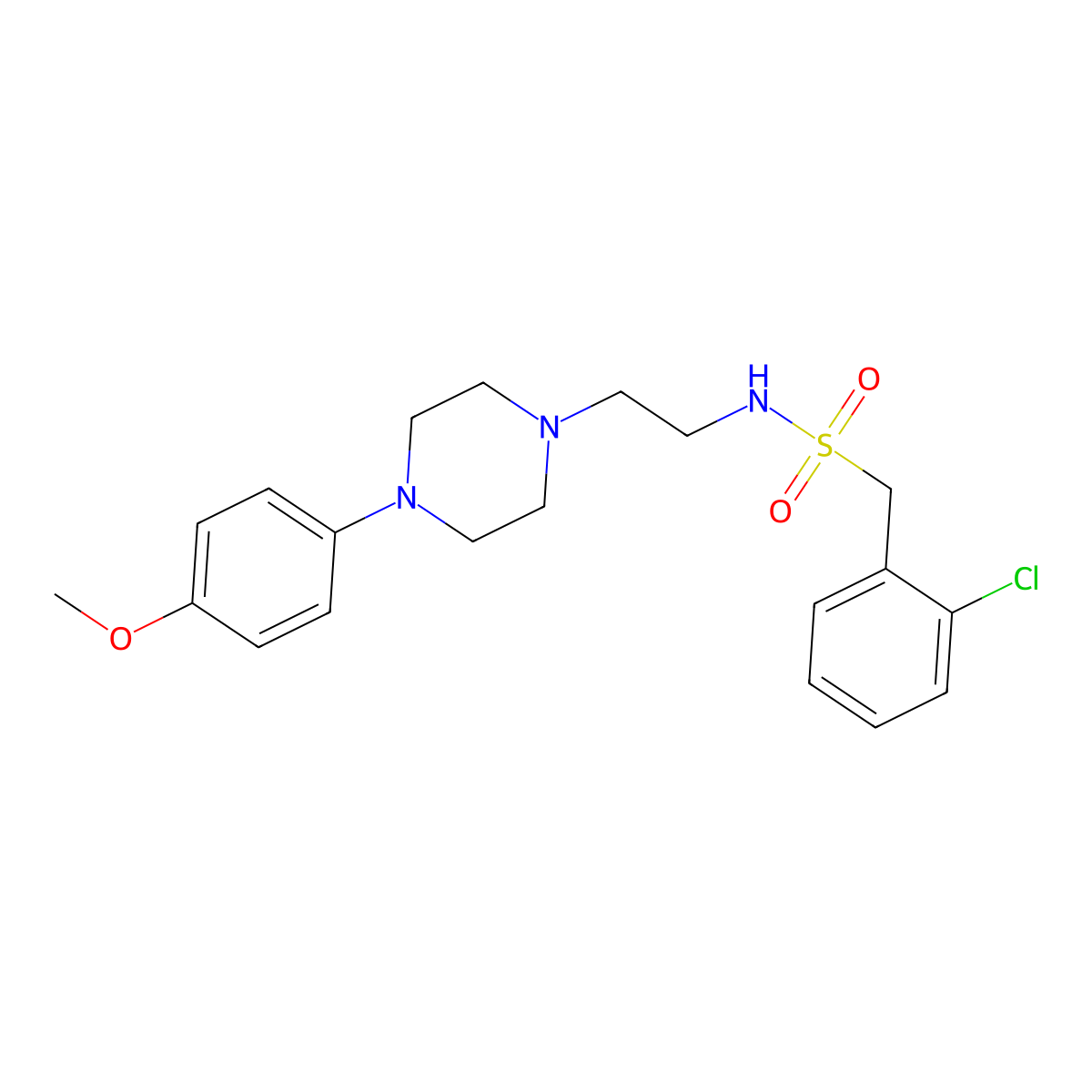 1-(2-chlorophenyl)-N-(2-(4-(4-methoxyphenyl)piperazin-1-yl)ethyl)methanesulfonamide molecular structure, CAS 1049436-46-5