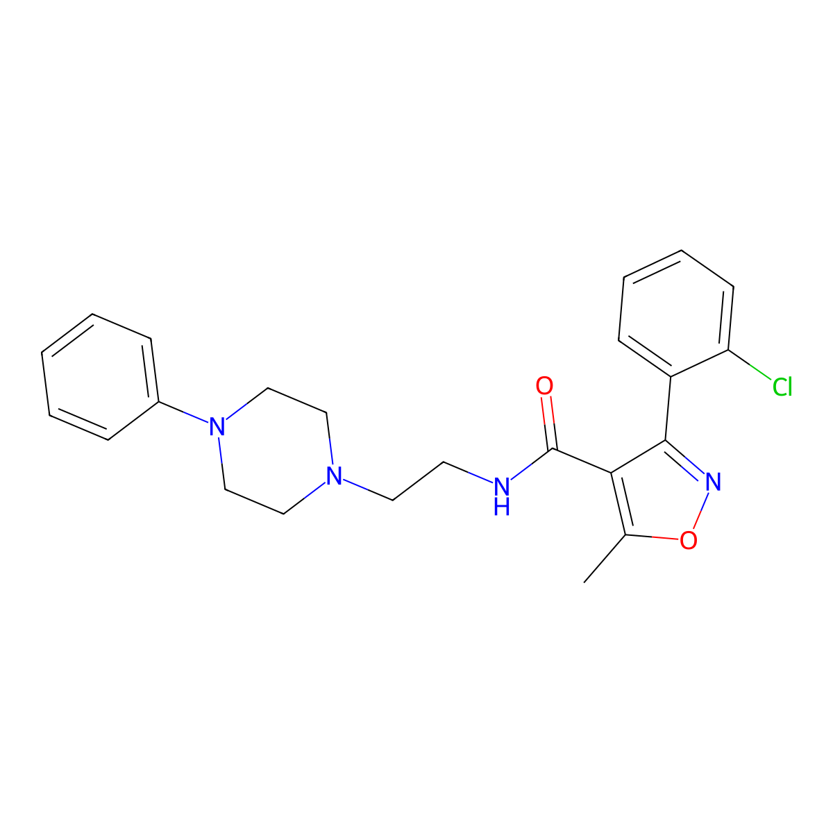 3-(2-chlorophenyl)-5-methyl-N-(2-(4-phenylpiperazin-1-yl)ethyl)isoxazole-4-carboxamide molecular structure, CAS 1049436-54-5