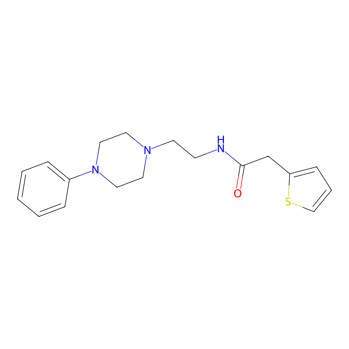 N-(2-(4-phenylpiperazin-1-yl)ethyl)-2-(thiophen-2-yl)acetamide molecular structure, CAS 1049436-66-9