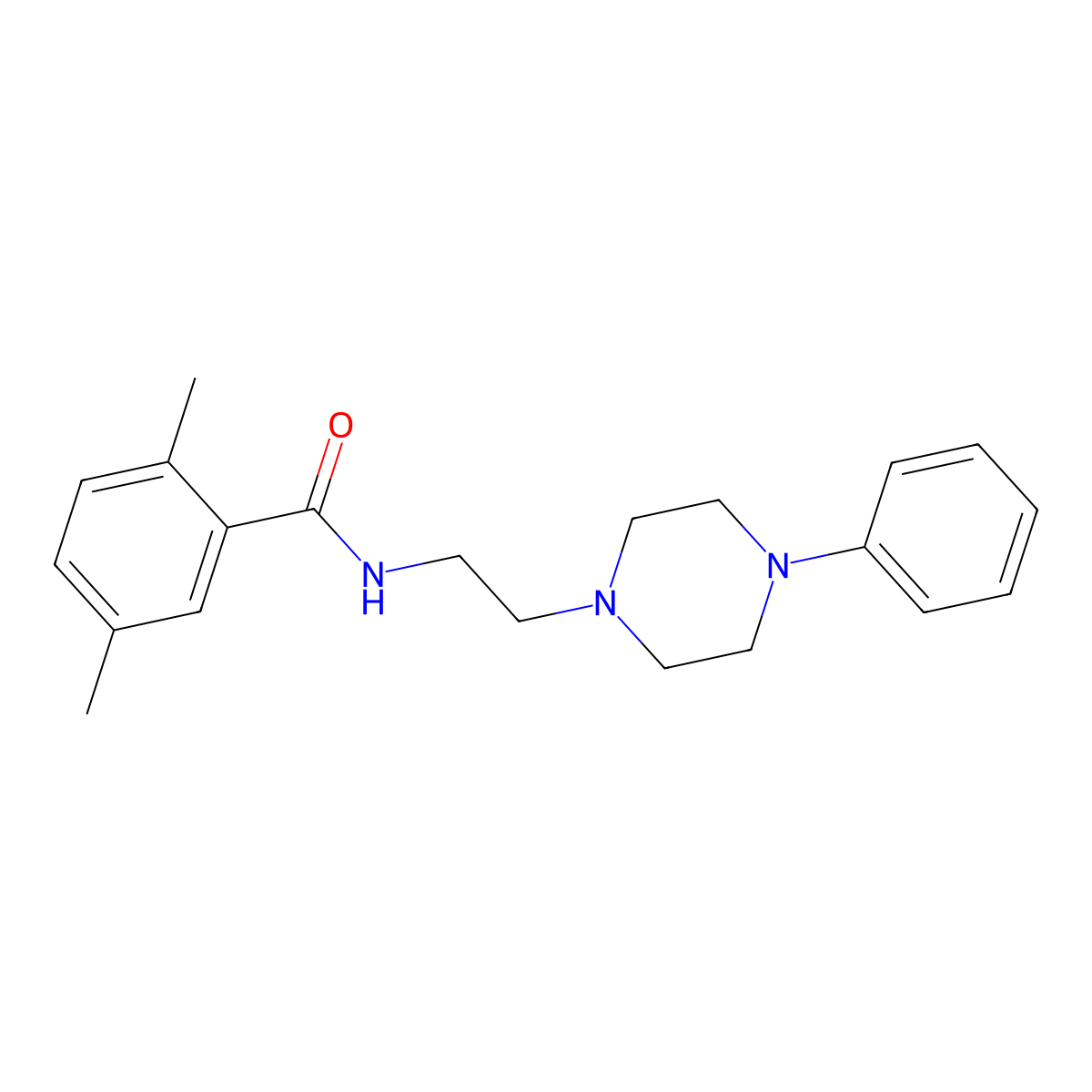 2,5-dimethyl-N-[2-(4-phenylpiperazin-1-yl)ethyl]benzamide molecular structure, CAS 1049437-05-9
