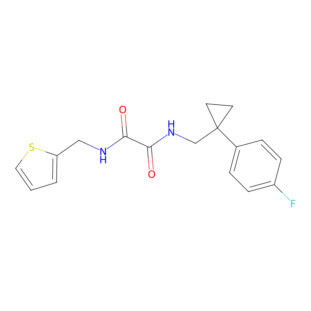 N1-((1-(4-fluorophenyl)cyclopropyl)methyl)-N2-(thiophen-2-ylmethyl)oxalamide molecular structure, CAS 1049437-75-3