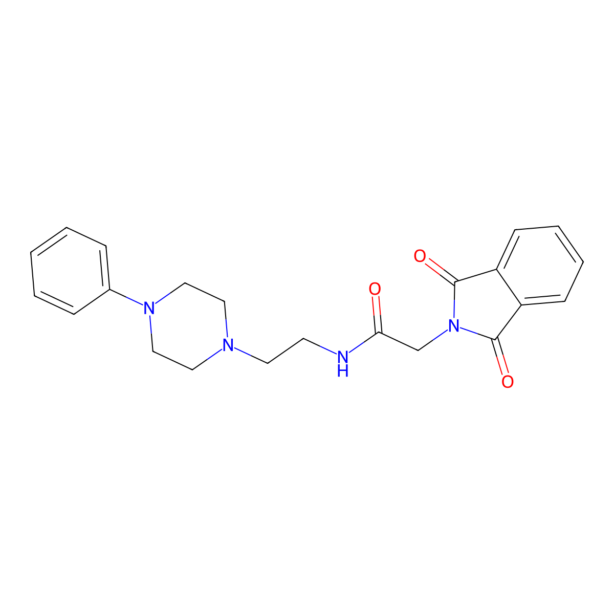 2-(1,3-dioxoisoindolin-2-yl)-N-(2-(4-phenylpiperazin-1-yl)ethyl)acetamide molecular structure, CAS 1049437-78-6
