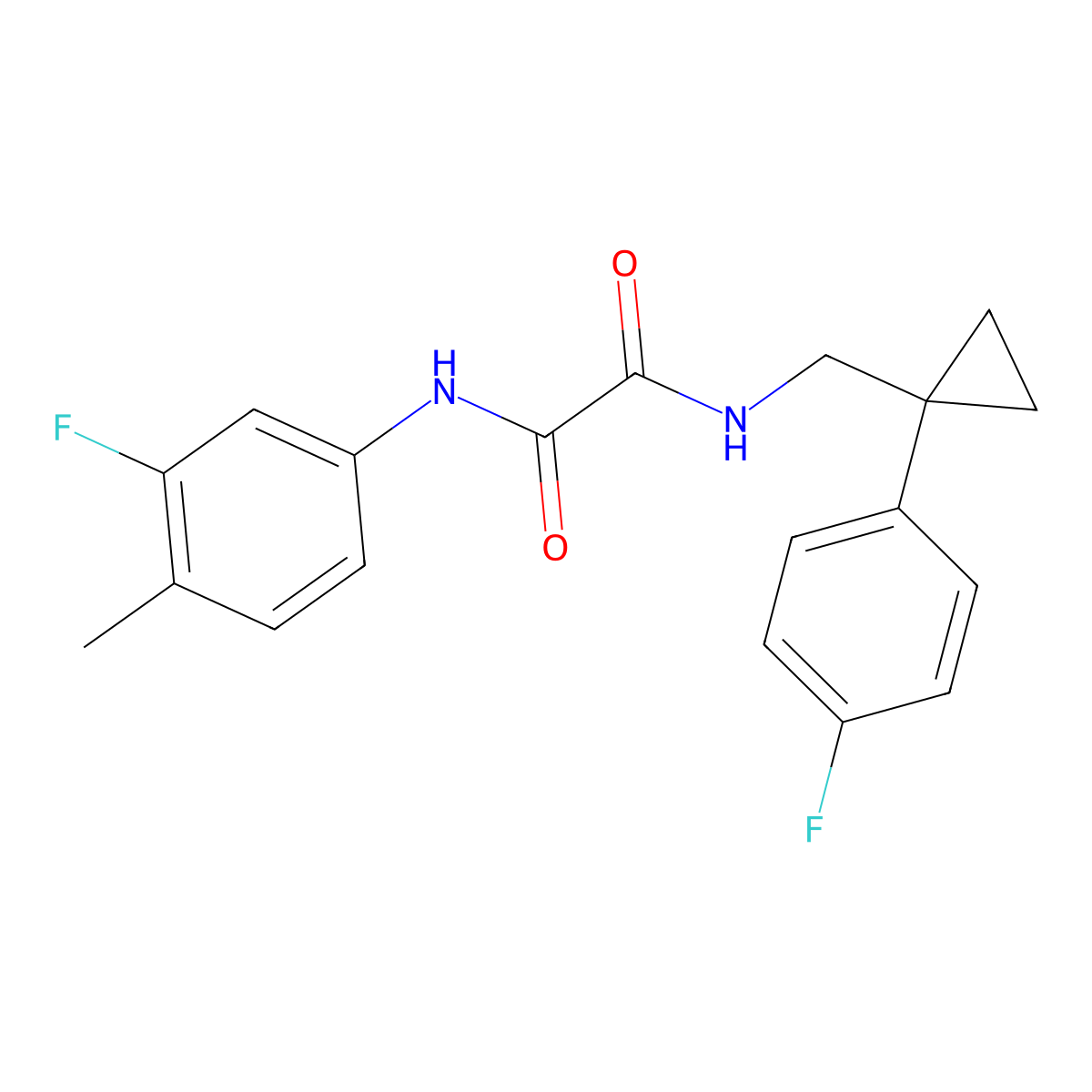 N1-(3-fluoro-4-methylphenyl)-N2-((1-(4-fluorophenyl)cyclopropyl)methyl)oxalamide molecular structure, CAS 1049437-98-0