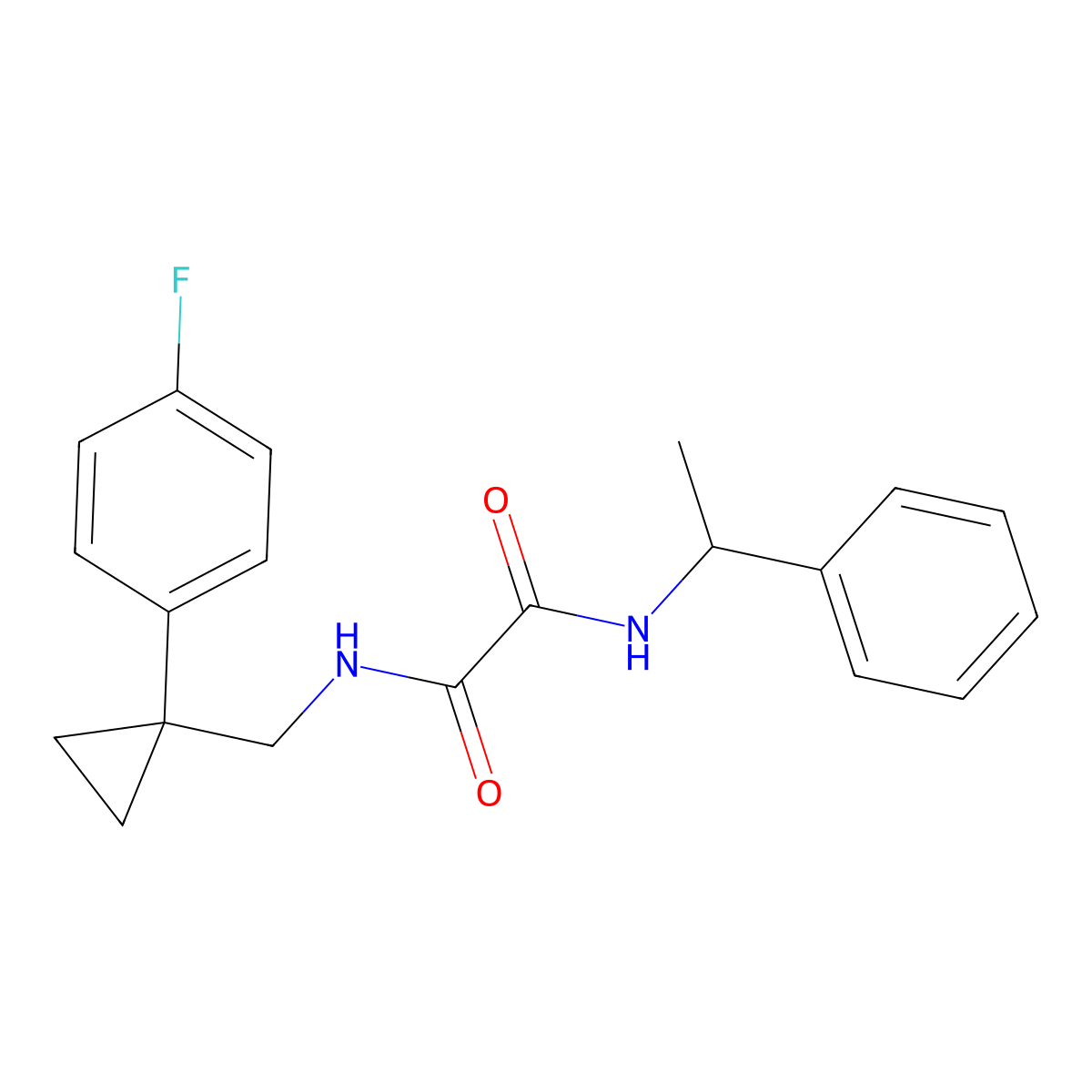 N1-((1-(4-fluorophenyl)cyclopropyl)methyl)-N2-(1-phenylethyl)oxalamide molecular structure, CAS 1049438-13-2