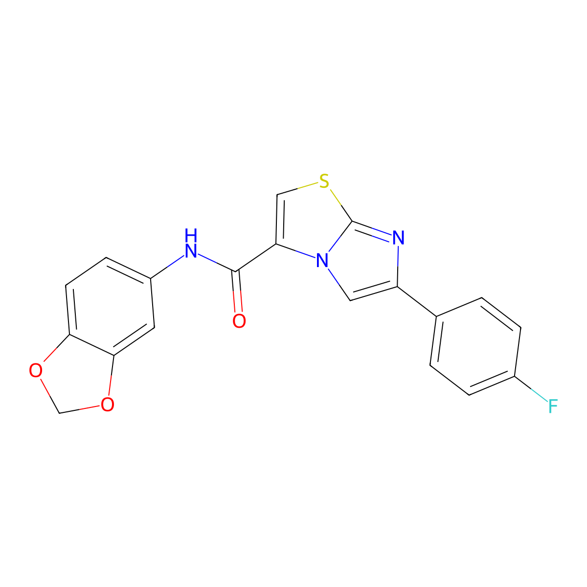 N-(benzo[d][1,3]dioxol-5-yl)-6-(4-fluorophenyl)imidazo[2,1-b]thiazole-3-carboxamide molecular structure, CAS 1049439-19-1