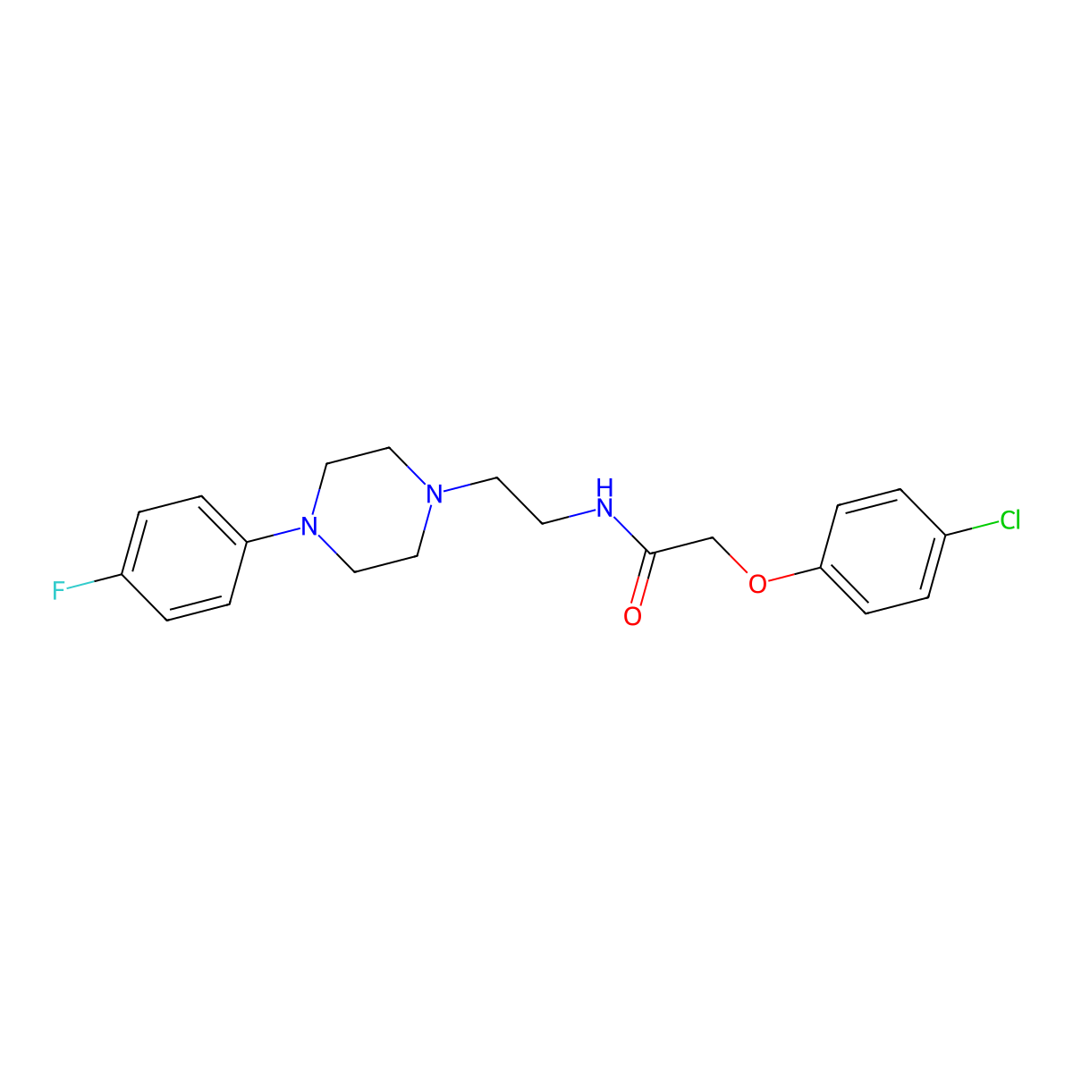 2-(4-chlorophenoxy)-N-{2-[4-(4-fluorophenyl)piperazin-1-yl]ethyl}acetamide molecular structure, CAS 1049439-98-6