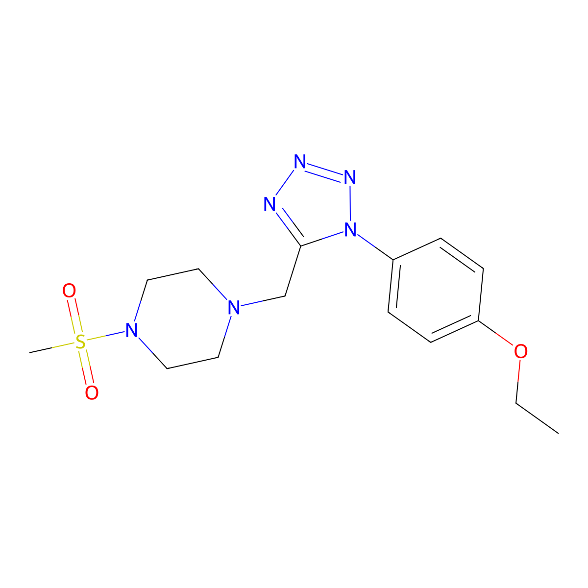 1-((1-(4-ethoxyphenyl)-1H-tetrazol-5-yl)methyl)-4-(methylsulfonyl)piperazine molecular structure, CAS 1049440-27-8