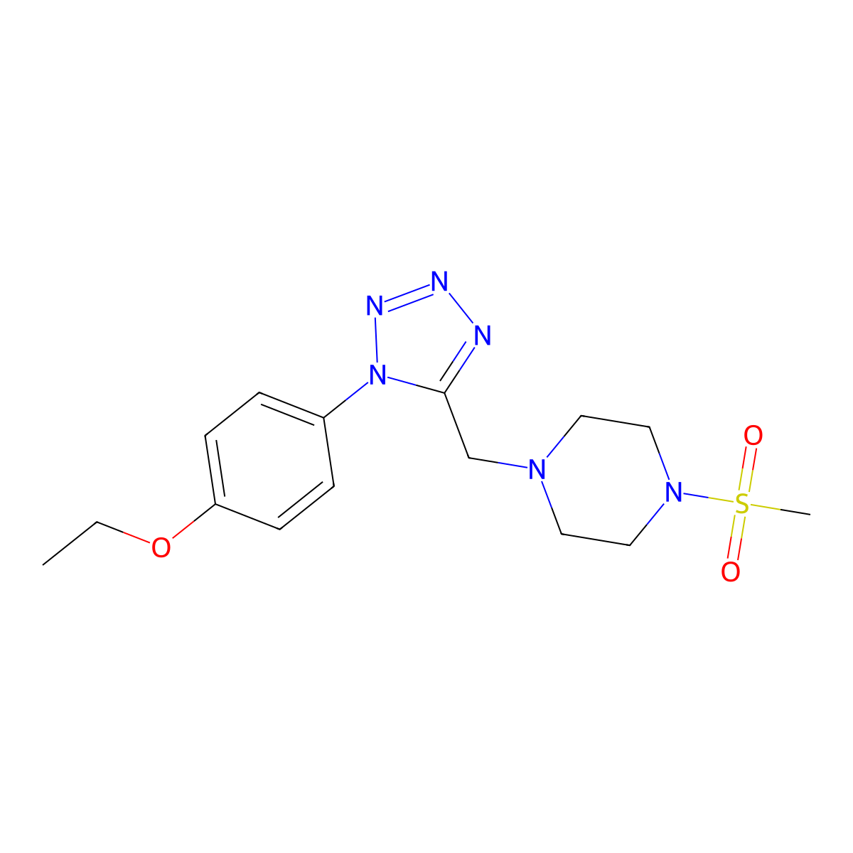 1-((1-(4-ethoxyphenyl)-1H-tetrazol-5-yl)methyl)-4-(methylsulfonyl)piperazine molecular structure, CAS 1049440-27-8