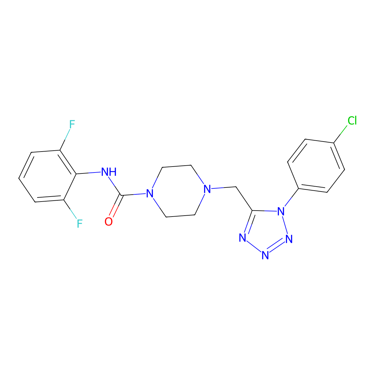 4-((1-(4-chlorophenyl)-1H-tetrazol-5-yl)methyl)-N-(2,6-difluorophenyl)piperazine-1-carboxamide molecular structure, CAS 1049442-58-1