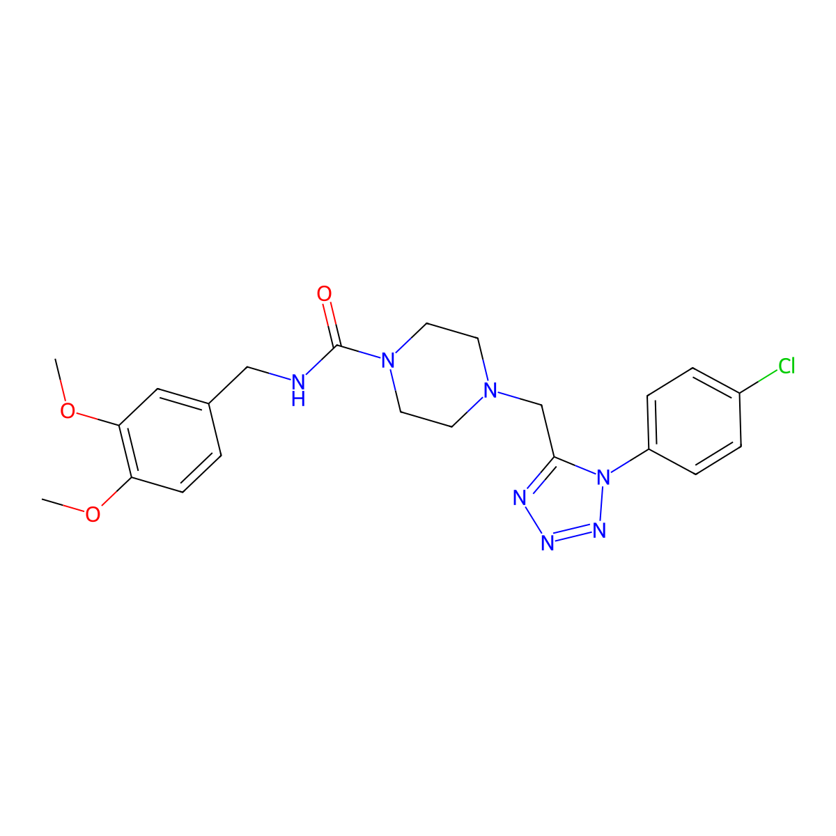 4-((1-(4-chlorophenyl)-1H-tetrazol-5-yl)methyl)-N-(3,4-dimethoxybenzyl)piperazine-1-carboxamide molecular structure, CAS 1049443-30-2