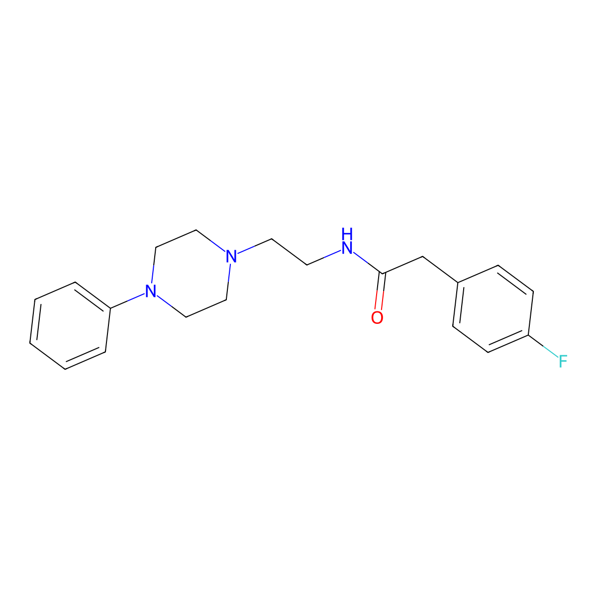 2-(4-fluorophenyl)-N-[2-(4-phenylpiperazin-1-yl)ethyl]acetamide molecular structure, CAS 1049443-77-7