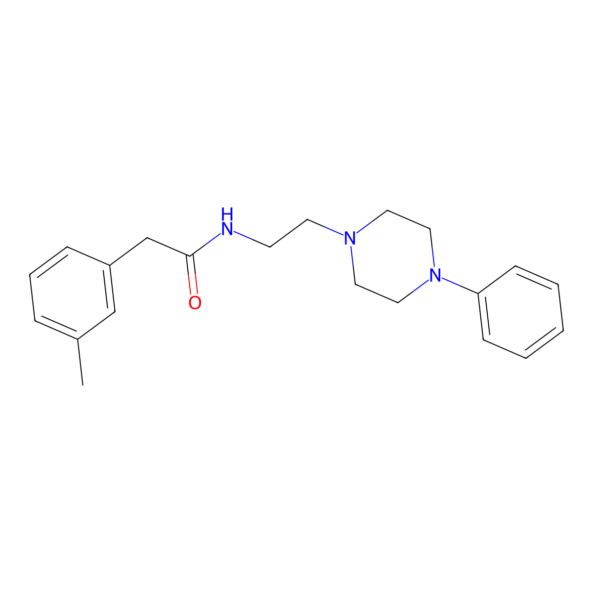 2-(3-methylphenyl)-N-[2-(4-phenylpiperazin-1-yl)ethyl]acetamide molecular structure, CAS 1049444-38-3