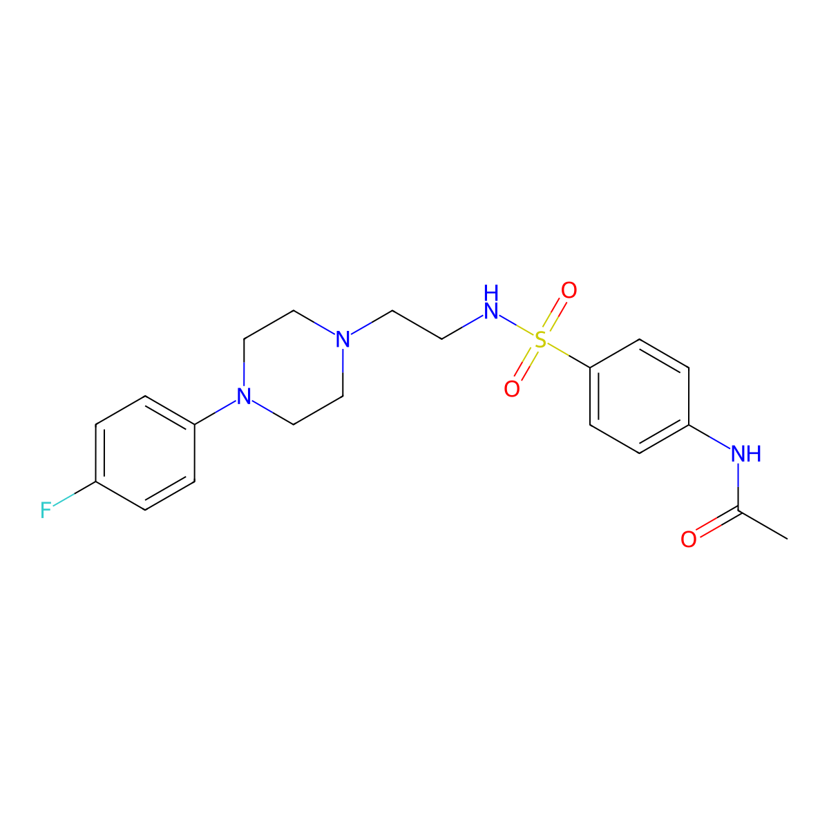 N-(4-(N-(2-(4-(4-fluorophenyl)piperazin-1-yl)ethyl)sulfamoyl)phenyl)acetamide molecular structure, CAS 1049444-49-6