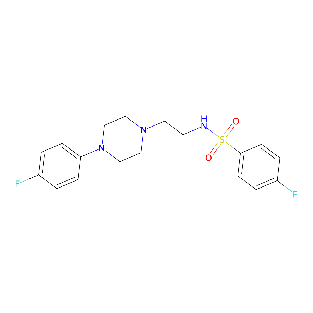 4-fluoro-N-(2-(4-(4-fluorophenyl)piperazin-1-yl)ethyl)benzenesulfonamide molecular structure, CAS 1049444-81-6