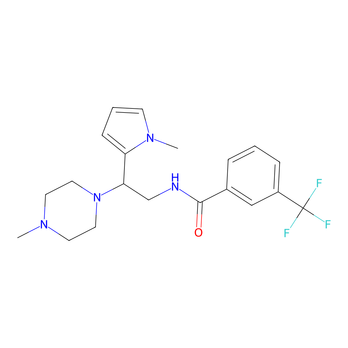 N-[2-(1-methyl-1H-pyrrol-2-yl)-2-(4-methylpiperazin-1-yl)ethyl]-3-(trifluoromethyl)benzamide molecular structure, CAS 1049444-94-1