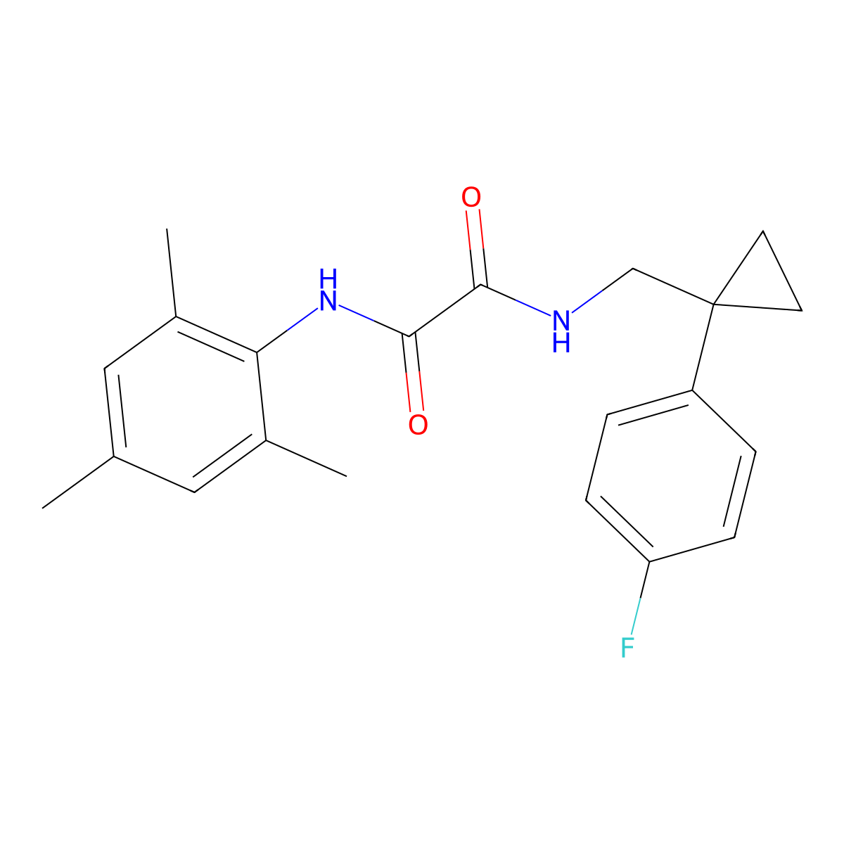 N1-((1-(4-fluorophenyl)cyclopropyl)methyl)-N2-mesityloxalamide molecular structure, CAS 1049445-53-5