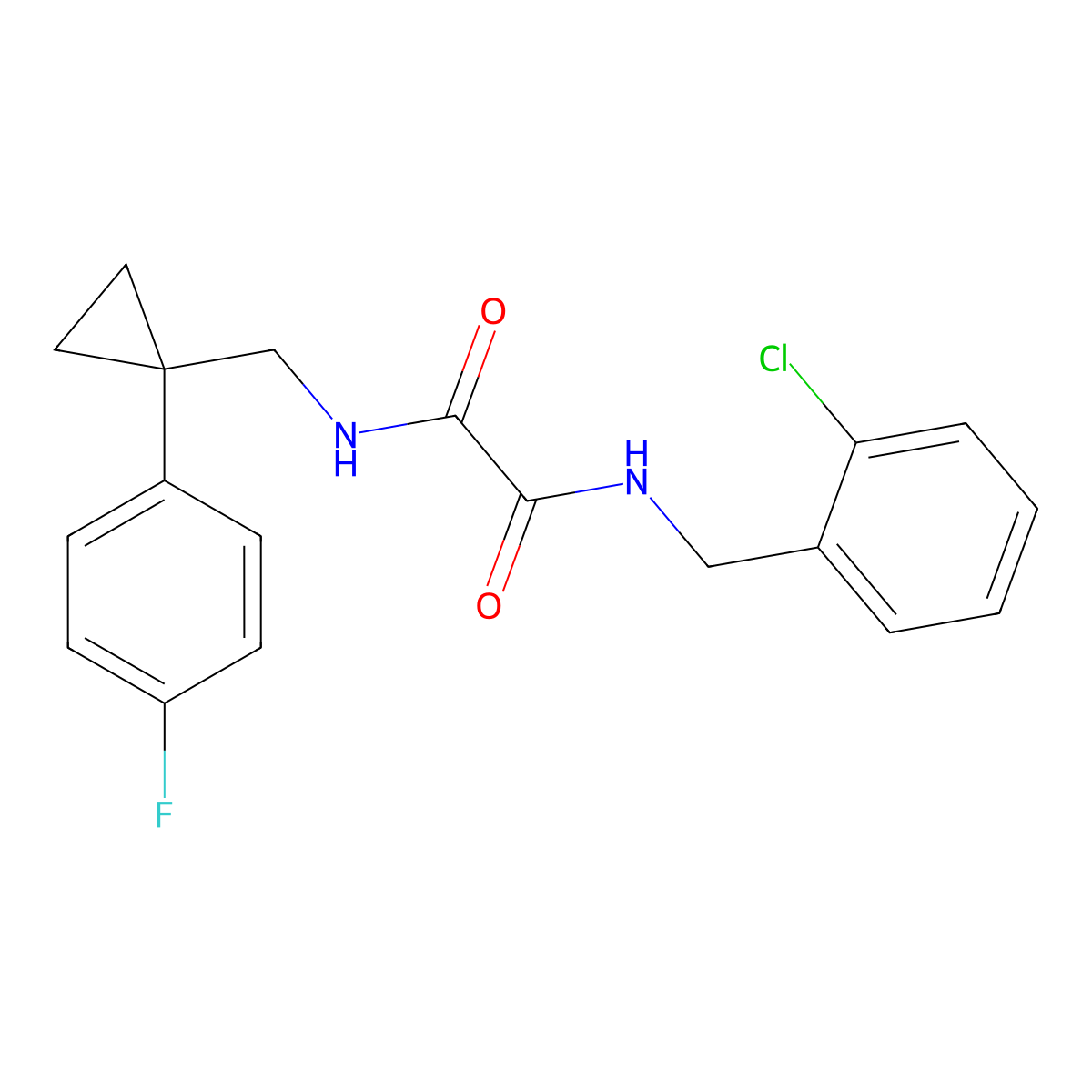 N1-(2-chlorobenzyl)-N2-((1-(4-fluorophenyl)cyclopropyl)methyl)oxalamide molecular structure, CAS 1049445-60-4