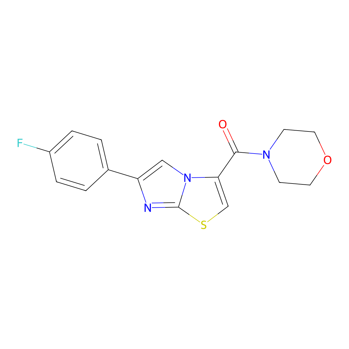 (6-(4-Fluorophenyl)imidazo[2,1-b]thiazol-3-yl)(morpholino)methanone molecular structure, CAS 1049446-09-4