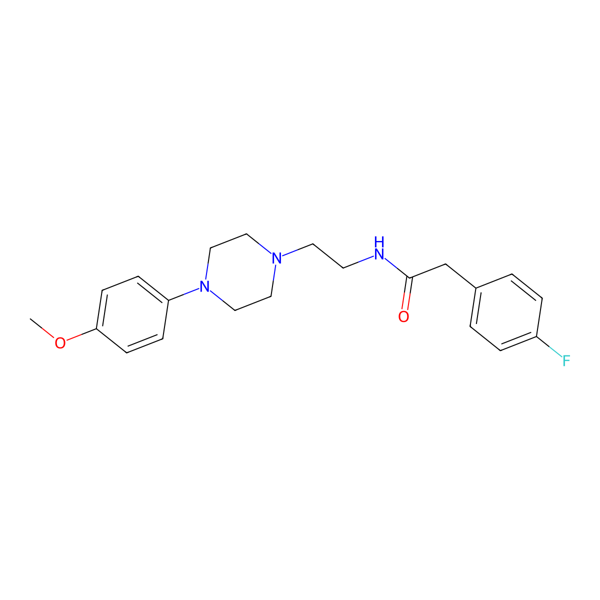 2-(4-fluorophenyl)-N-(2-(4-(4-methoxyphenyl)piperazin-1-yl)ethyl)acetamide molecular structure, CAS 1049446-22-1