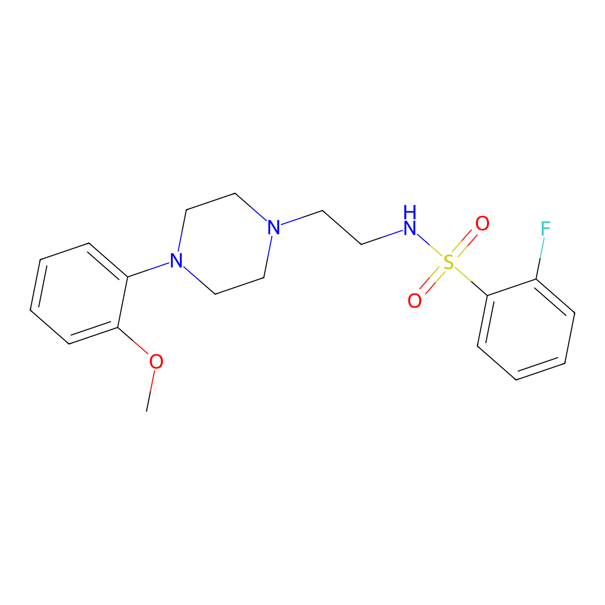 2-fluoro-N-(2-(4-(2-methoxyphenyl)piperazin-1-yl)ethyl)benzenesulfonamide molecular structure, CAS 1049446-61-8