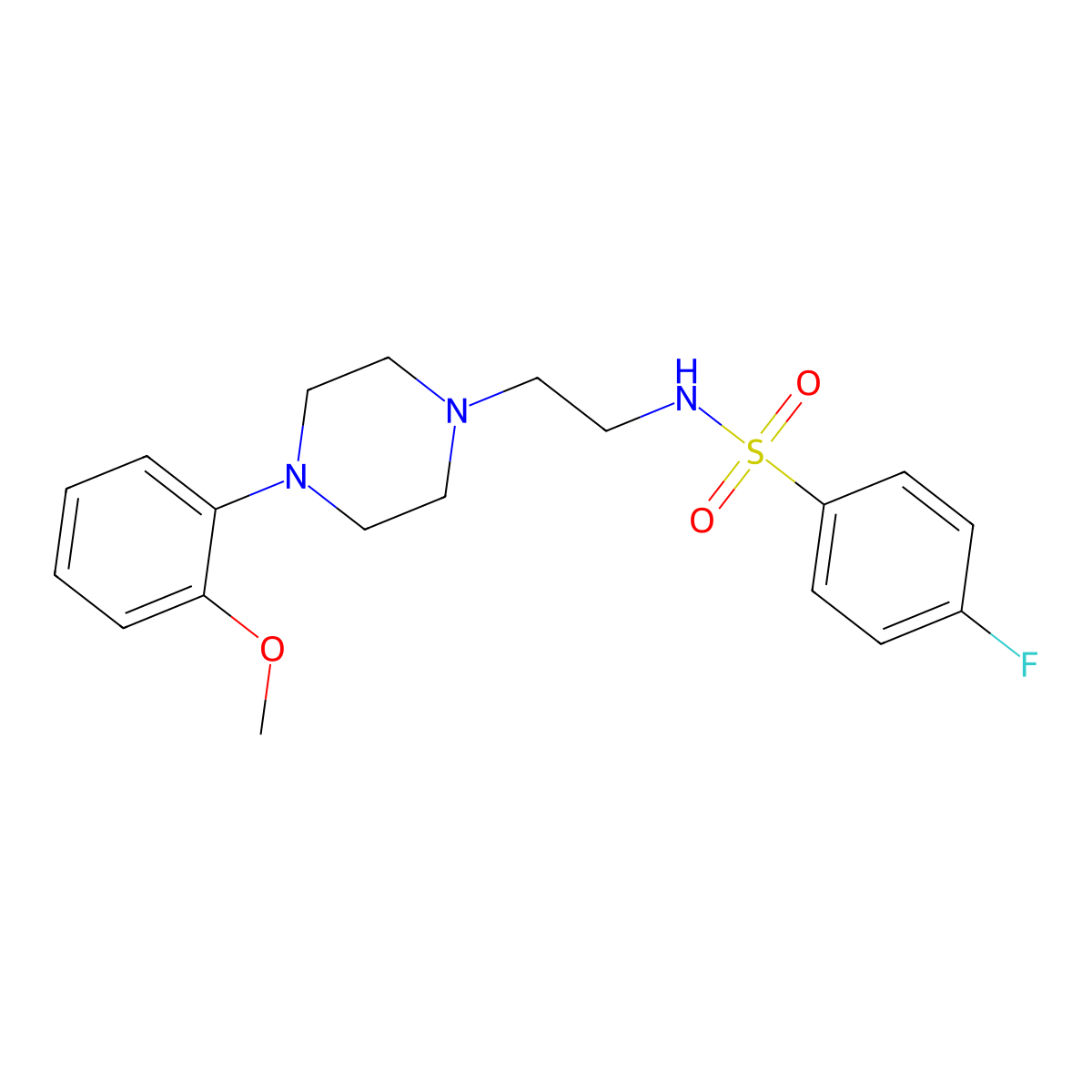 4-fluoro-N-(2-(4-(2-methoxyphenyl)piperazin-1-yl)ethyl)benzenesulfonamide molecular structure, CAS 1049446-67-4