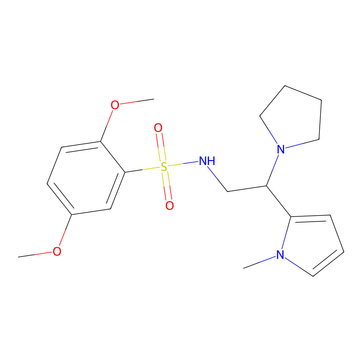 2,5-dimethoxy-N-(2-(1-methyl-1H-pyrrol-2-yl)-2-(pyrrolidin-1-yl)ethyl)benzenesulfonamide molecular structure, CAS 1049446-83-4