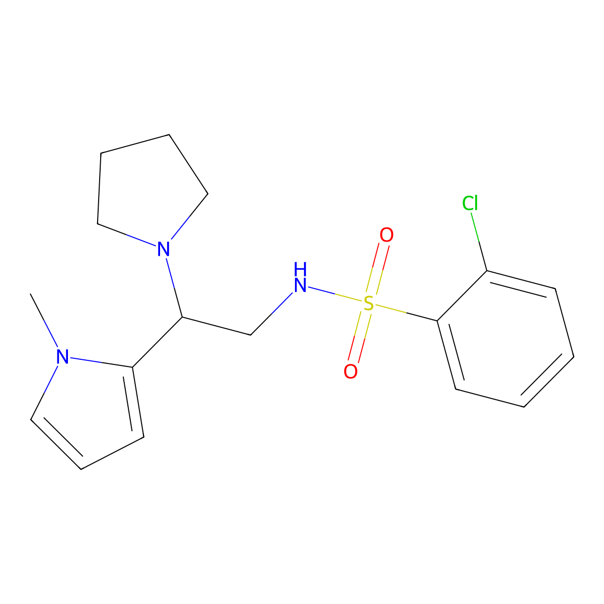 2-chloro-N-(2-(1-methyl-1H-pyrrol-2-yl)-2-(pyrrolidin-1-yl)ethyl)benzenesulfonamide molecular structure, CAS 1049447-00-8