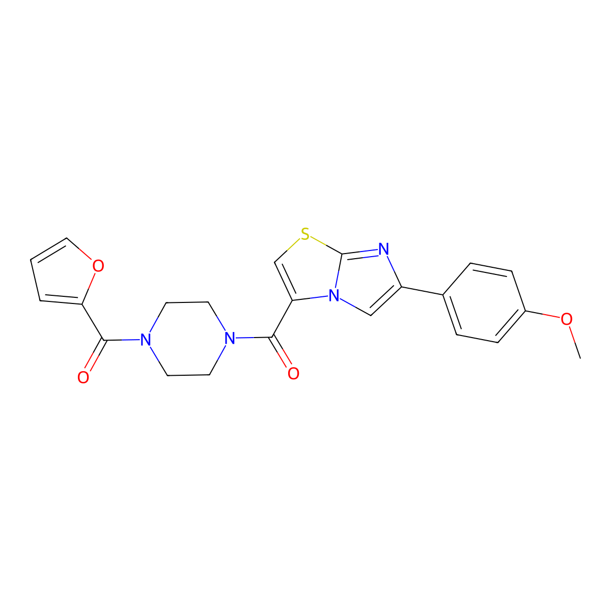 (4-(Furan-2-carbonyl)piperazin-1-yl)(6-(4-methoxyphenyl)imidazo[2,1-b]thiazol-3-yl)methanone molecular structure, CAS 1049447-23-5