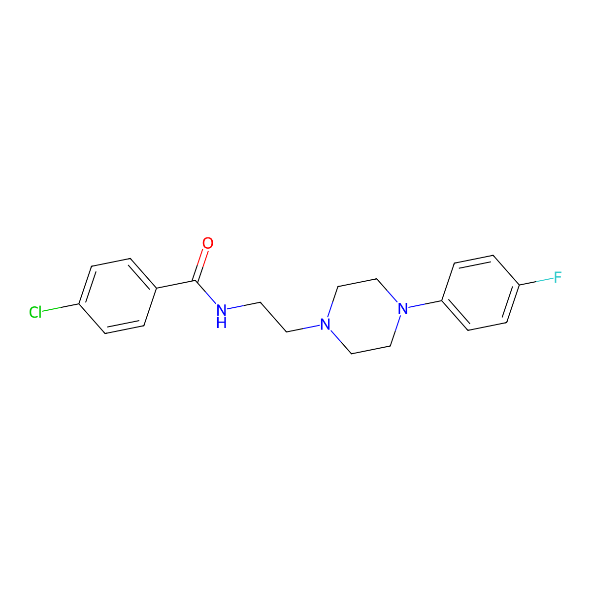 4-chloro-N-(2-(4-(4-fluorophenyl)piperazin-1-yl)ethyl)benzamide molecular structure, CAS 1049447-50-8