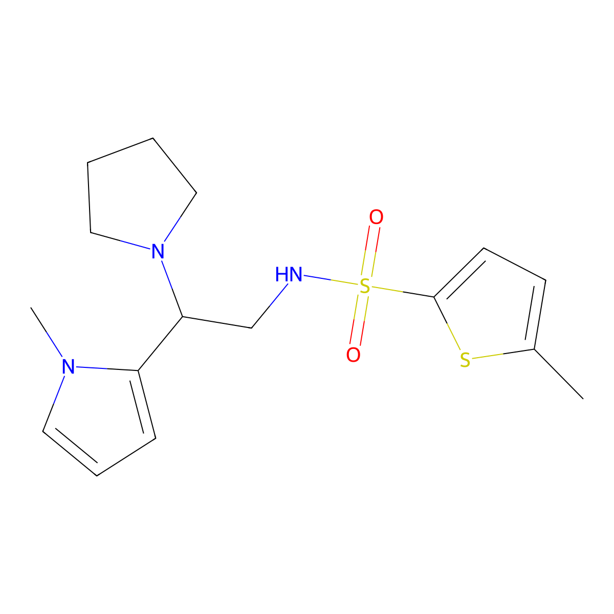 5-methyl-N-[2-(1-methyl-1H-pyrrol-2-yl)-2-(pyrrolidin-1-yl)ethyl]thiophene-2-sulfonamide molecular structure, CAS 1049447-51-9