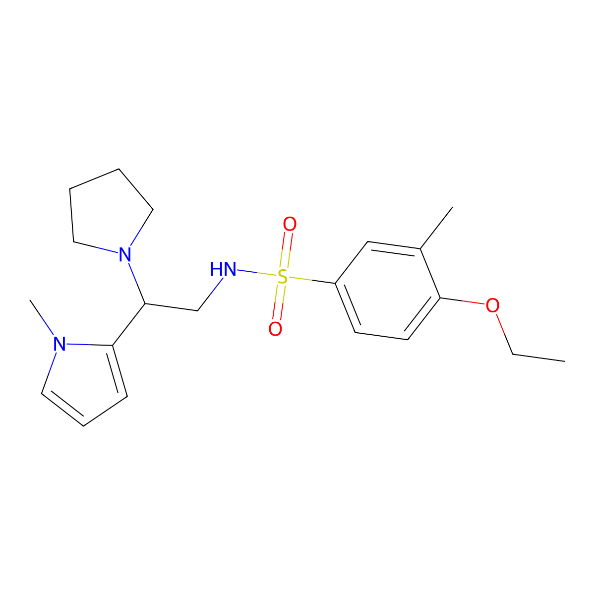 4-ethoxy-3-methyl-N-(2-(1-methyl-1H-pyrrol-2-yl)-2-(pyrrolidin-1-yl)ethyl)benzenesulfonamide molecular structure, CAS 1049447-63-3