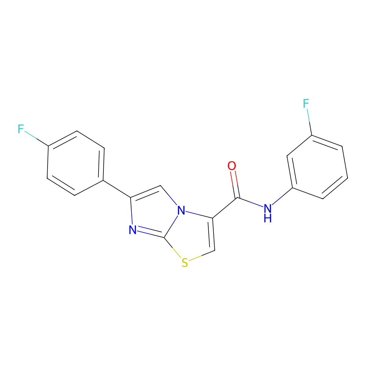 N-(3-fluorophenyl)-6-(4-fluorophenyl)imidazo[2,1-b]thiazole-3-carboxamide molecular structure, CAS 1049449-26-4