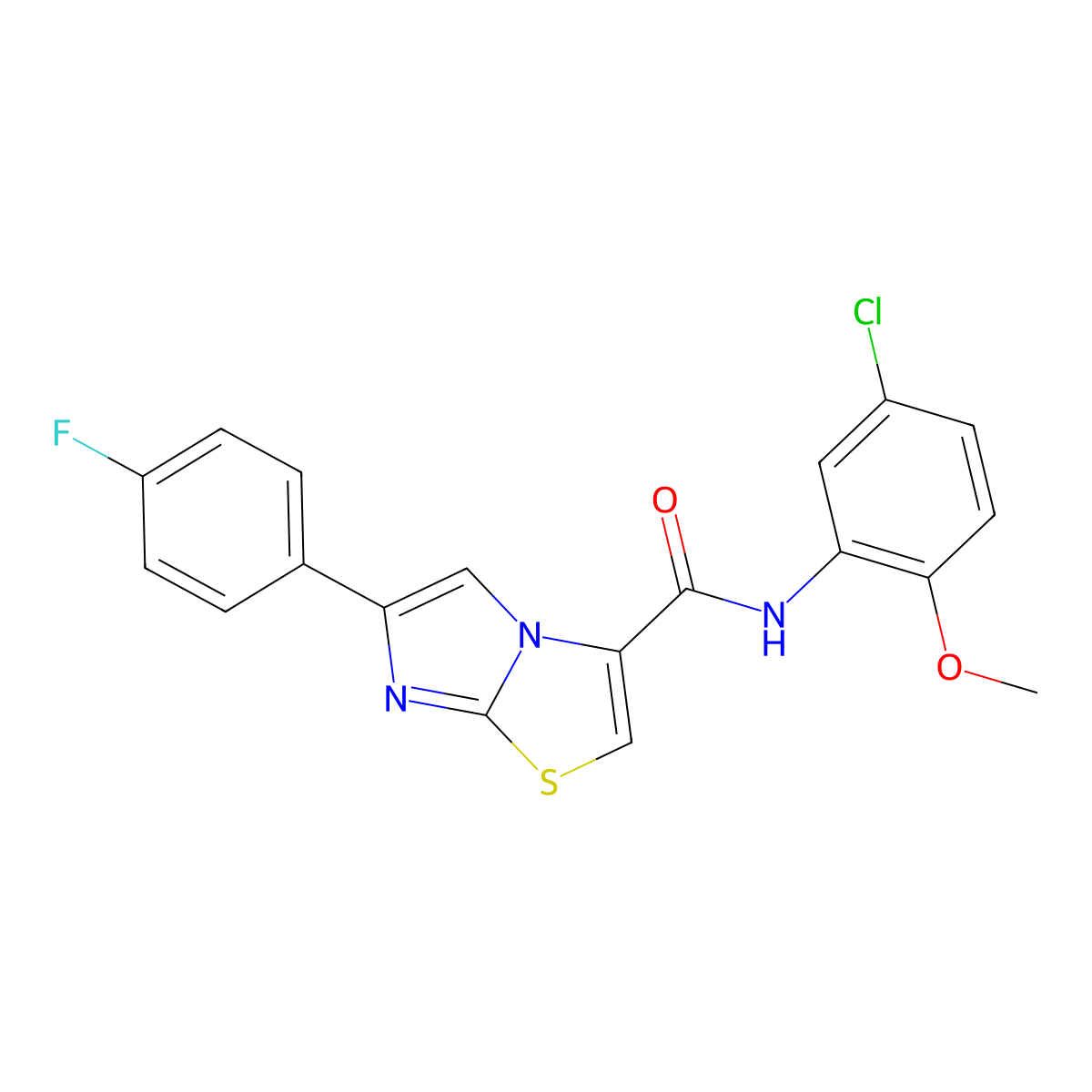 N-(5-chloro-2-methoxyphenyl)-6-(4-fluorophenyl)imidazo[2,1-b]thiazole-3-carboxamide molecular structure, CAS 1049449-98-0