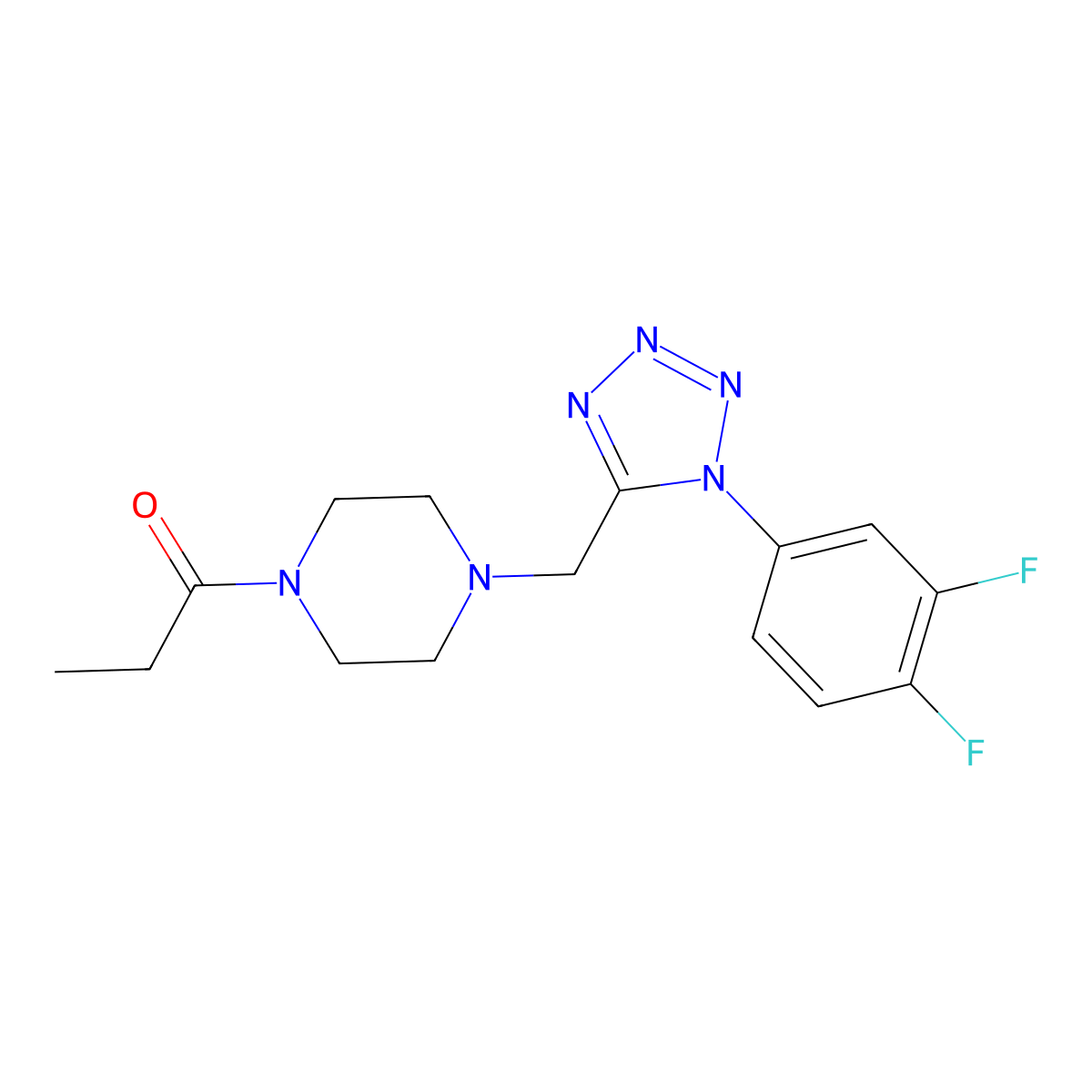 1-(4-((1-(3,4-difluorophenyl)-1H-tetrazol-5-yl)methyl)piperazin-1-yl)propan-1-one molecular structure, CAS 1049450-74-9