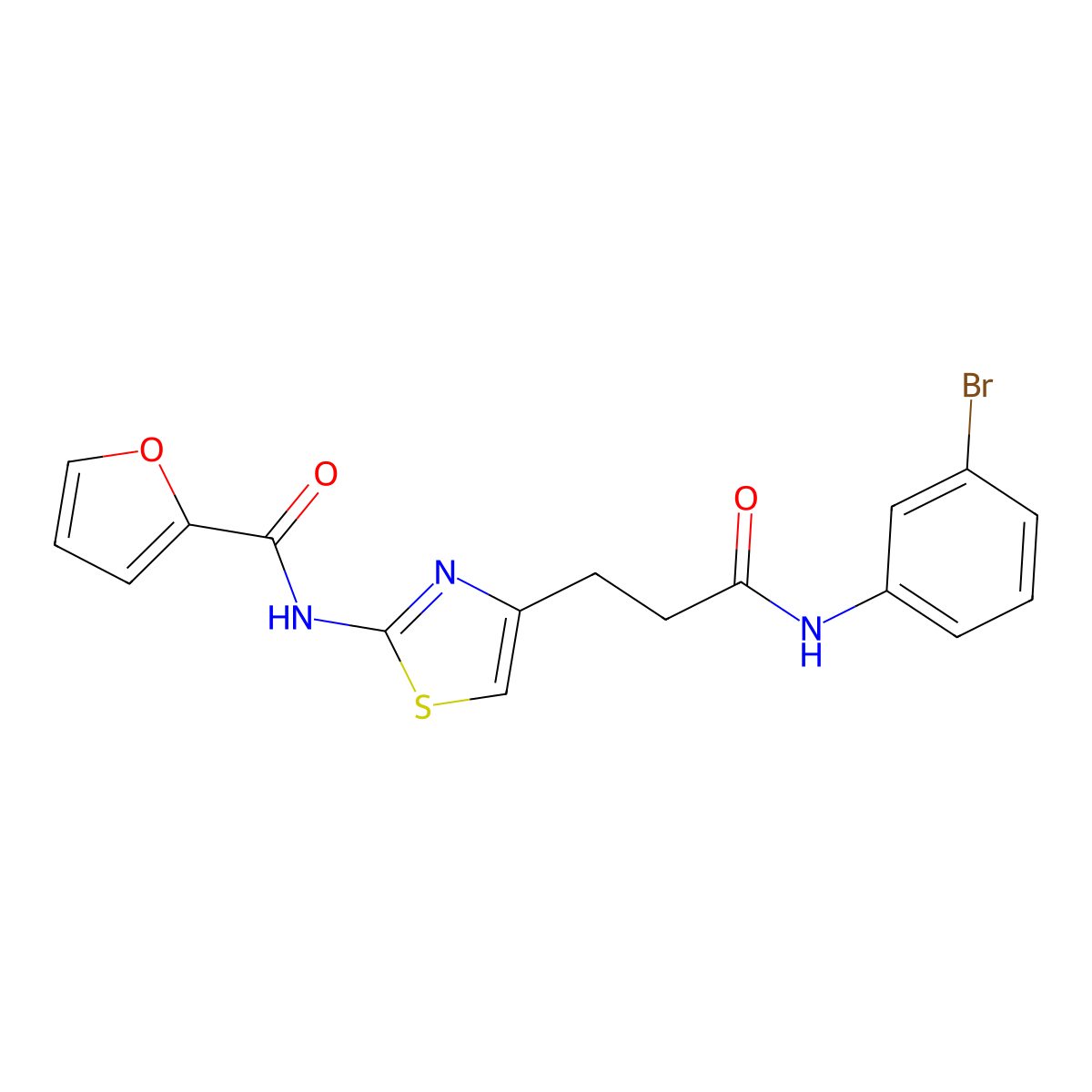 N-(4-(3-((3-bromophenyl)amino)-3-oxopropyl)thiazol-2-yl)furan-2-carboxamide molecular structure, CAS 1049453-97-5