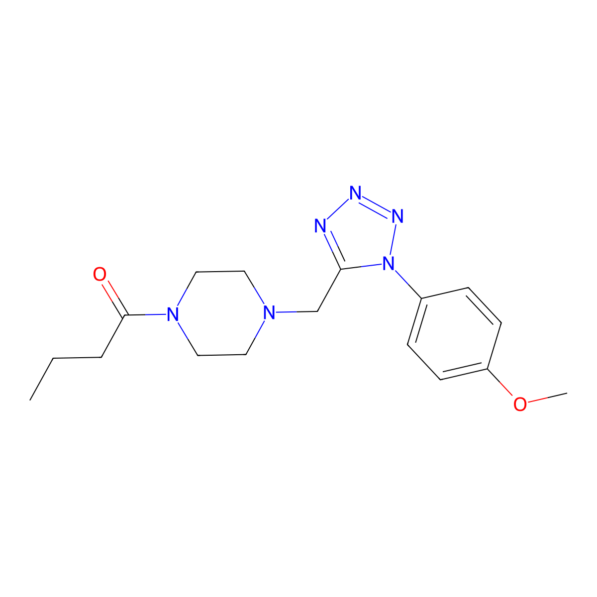 1-(4-((1-(4-methoxyphenyl)-1H-tetrazol-5-yl)methyl)piperazin-1-yl)butan-1-one molecular structure, CAS 1049453-98-6