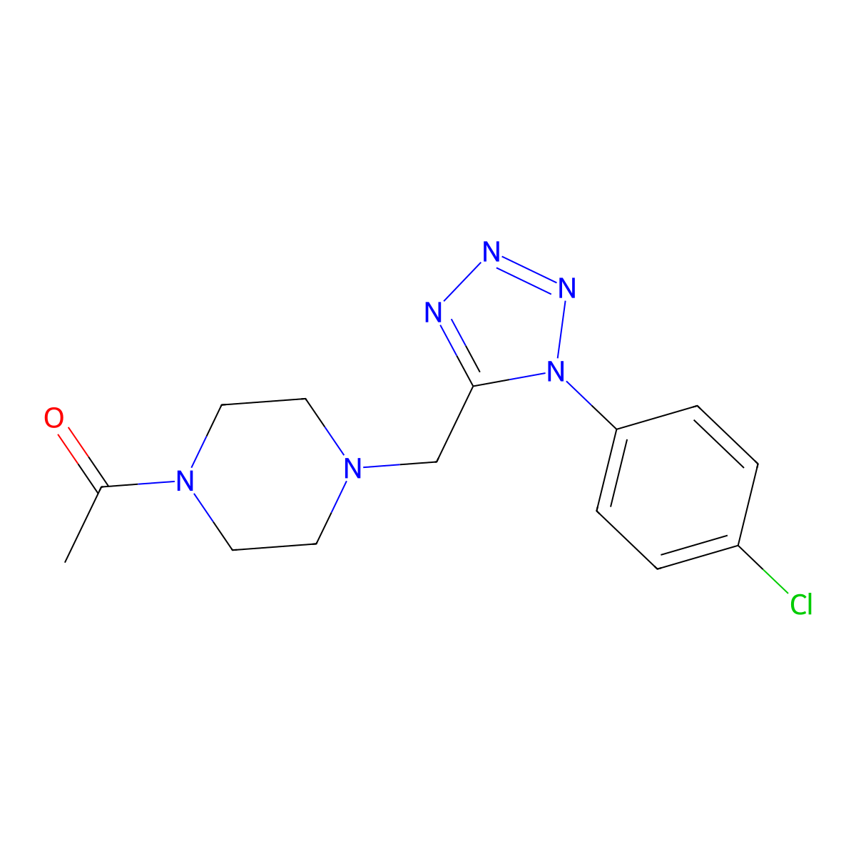 1-(4-((1-(4-chlorophenyl)-1H-tetrazol-5-yl)methyl)piperazin-1-yl)ethanone molecular structure, CAS 1049454-53-6