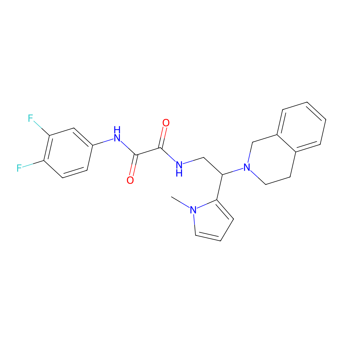 N1-(3,4-difluorophenyl)-N2-(2-(3,4-dihydroisoquinolin-2(1H)-yl)-2-(1-methyl-1H-pyrrol-2-yl)ethyl)oxalamide molecular structure, CAS 1049454-64-9
