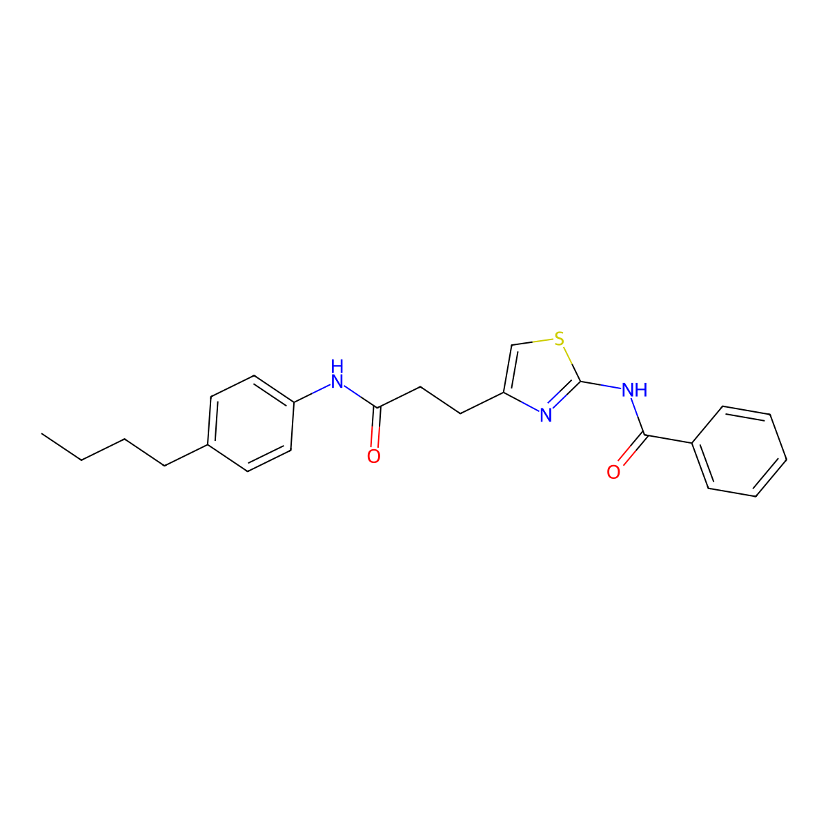 N-(4-(3-((4-butylphenyl)amino)-3-oxopropyl)thiazol-2-yl)benzamide molecular structure, CAS 1049455-42-6