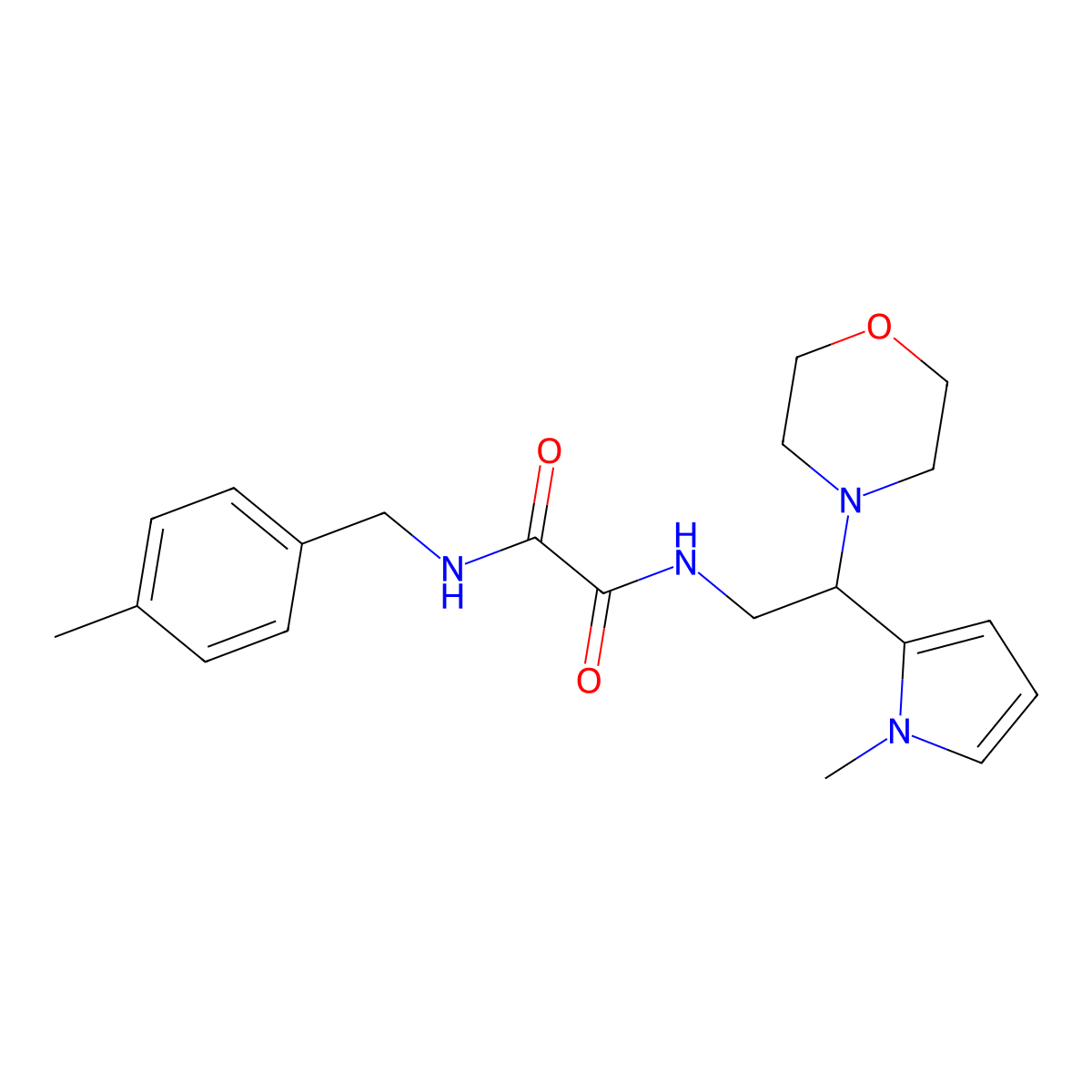 N1-(2-(1-methyl-1H-pyrrol-2-yl)-2-morpholinoethyl)-N2-(4-methylbenzyl)oxalamide molecular structure, CAS 1049455-90-4
