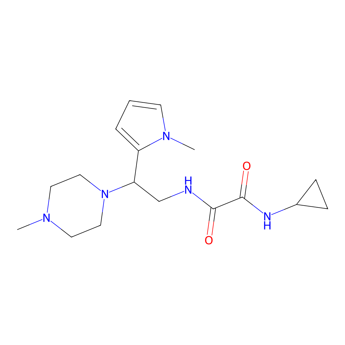 N1-cyclopropyl-N2-(2-(1-methyl-1H-pyrrol-2-yl)-2-(4-methylpiperazin-1-yl)ethyl)oxalamide molecular structure, CAS 1049457-46-6