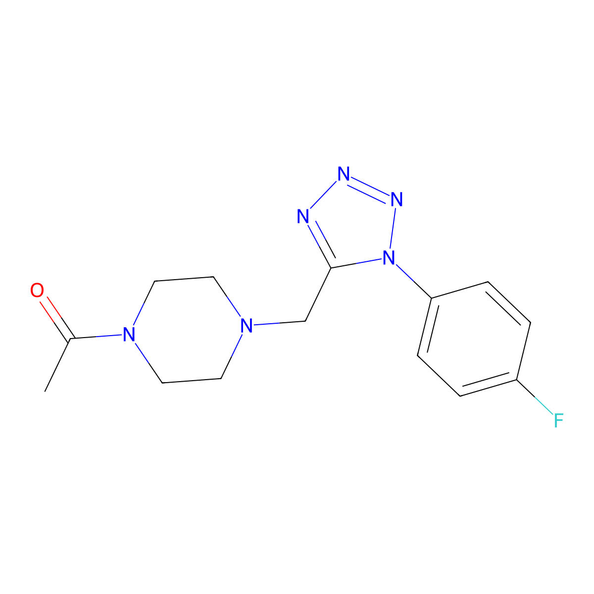 1-(4-((1-(4-fluorophenyl)-1H-tetrazol-5-yl)methyl)piperazin-1-yl)ethanone molecular structure, CAS 1049458-70-9