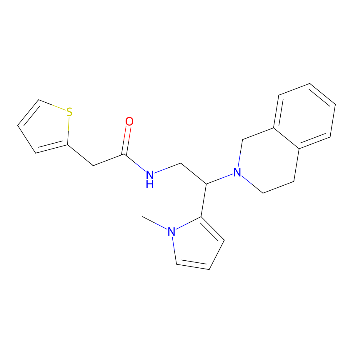 N-(2-(3,4-dihydroisoquinolin-2(1H)-yl)-2-(1-methyl-1H-pyrrol-2-yl)ethyl)-2-(thiophen-2-yl)acetamide molecular structure, CAS 1049459-70-2