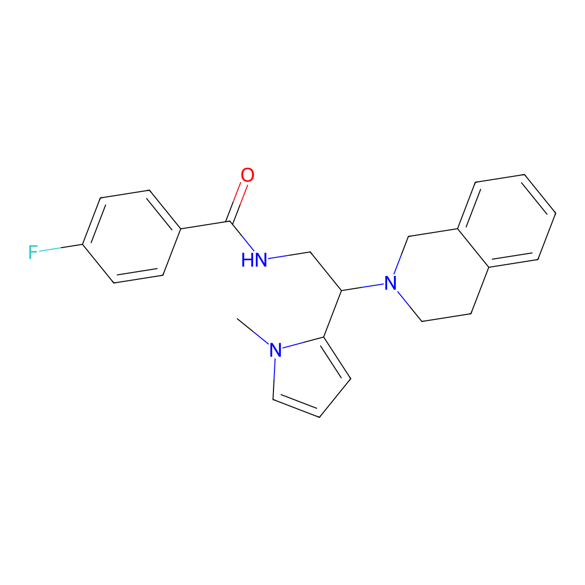 N-(2-(3,4-dihydroisoquinolin-2(1H)-yl)-2-(1-methyl-1H-pyrrol-2-yl)ethyl)-4-fluorobenzamide molecular structure, CAS 1049459-78-0