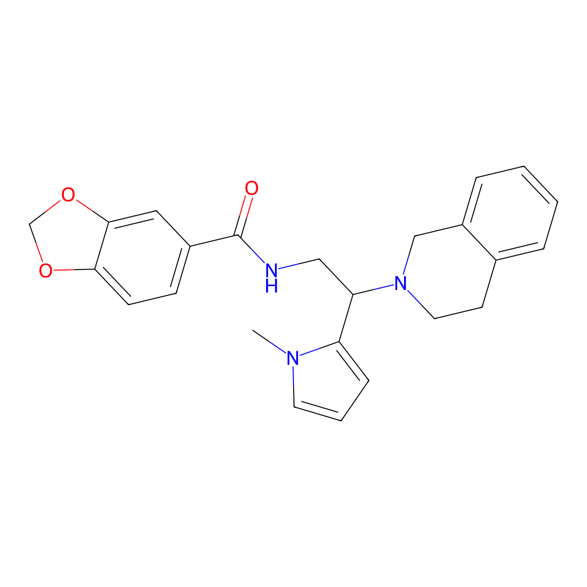 N-(2-(3,4-dihydroisoquinolin-2(1H)-yl)-2-(1-methyl-1H-pyrrol-2-yl)ethyl)benzo[d][1,3]dioxole-5-carboxamide molecular structure, CAS 1049461-02-0