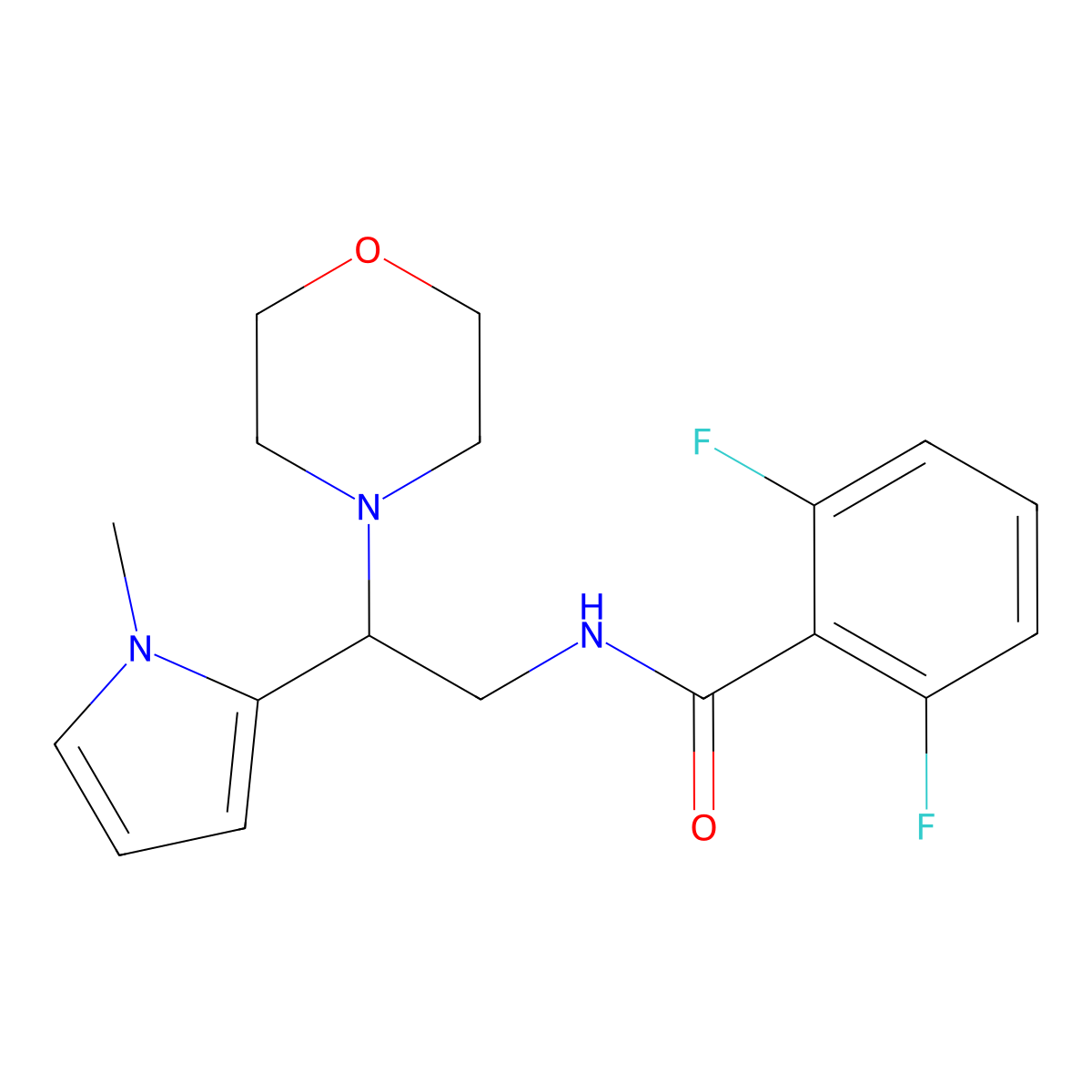2,6-difluoro-N-(2-(1-methyl-1H-pyrrol-2-yl)-2-morpholinoethyl)benzamide molecular structure, CAS 1049462-02-3