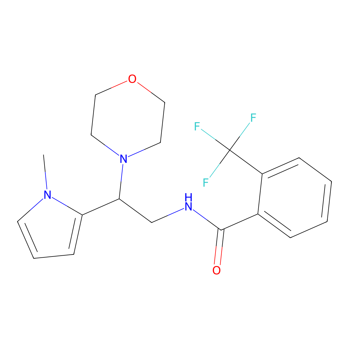 N-(2-(1-methyl-1H-pyrrol-2-yl)-2-morpholinoethyl)-2-(trifluoromethyl)benzamide molecular structure, CAS 1049462-66-9