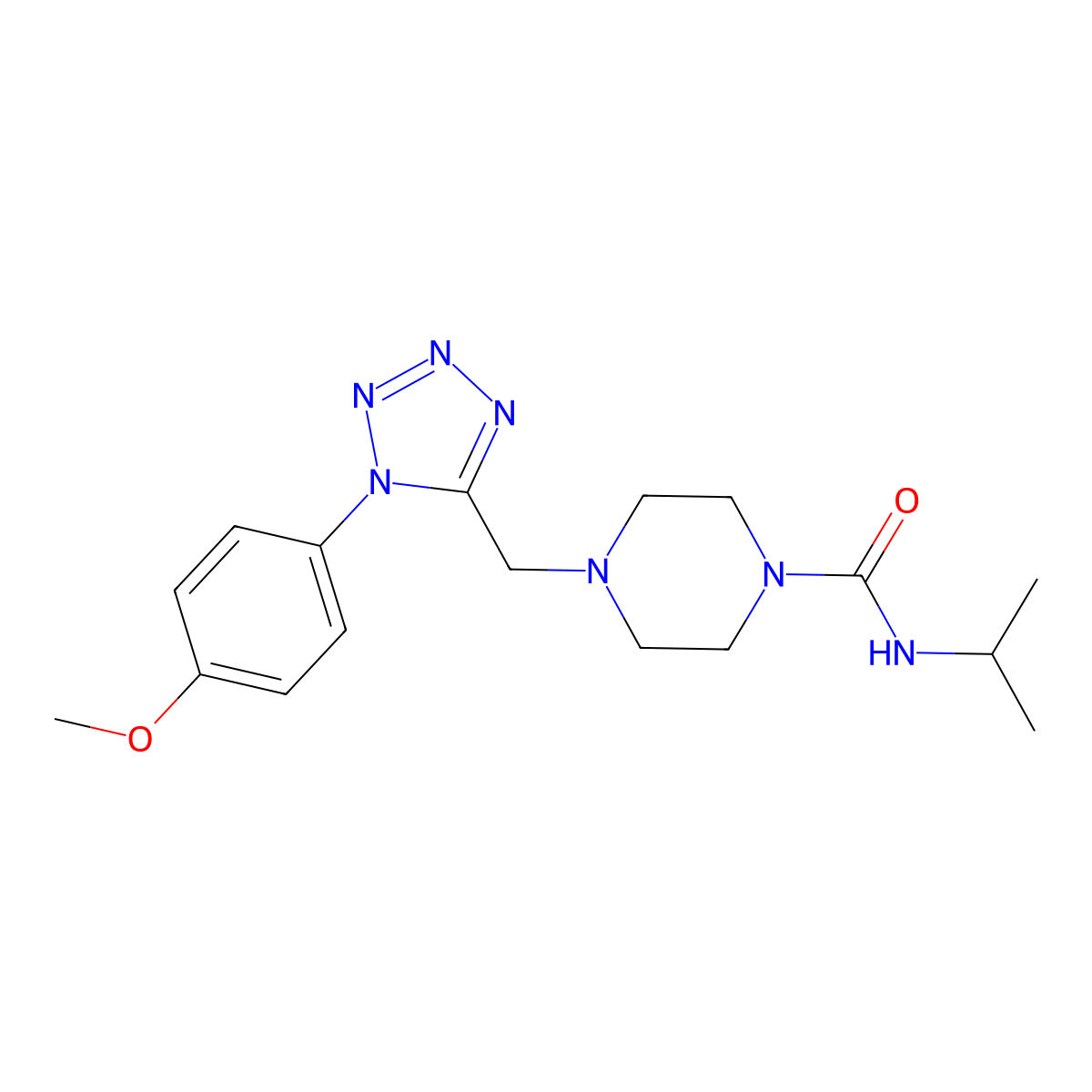 N-isopropyl-4-((1-(4-methoxyphenyl)-1H-tetrazol-5-yl)methyl)piperazine-1-carboxamide molecular structure, CAS 1049462-73-8